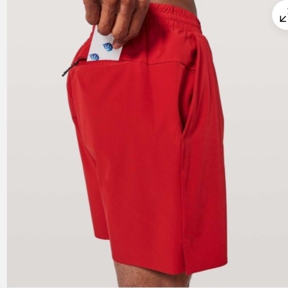 Lululemon Swim Shorts Mens Ruby Red Channel Cross Brief Lined Trunks - XL - Picture 2 of 7